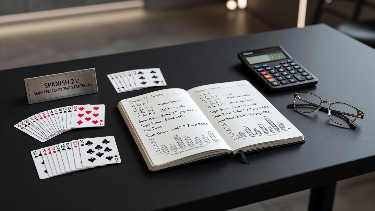 Close-up of Spanish 21 bonus payout chart with suited 21 and 6-7-8 examples