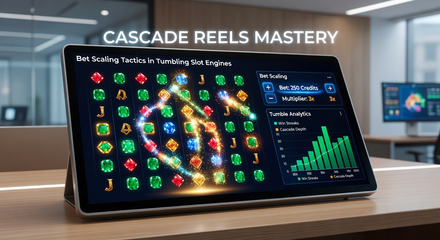 Close-up of a slot interface showing bet scaling options during an active cascade sequence with multipliers stacking on the side