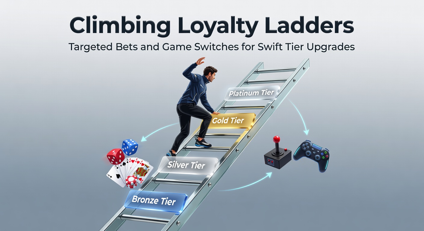 Player at a casino table switching from slots to blackjack, with loyalty card inserted and tier progress bar visible on screen